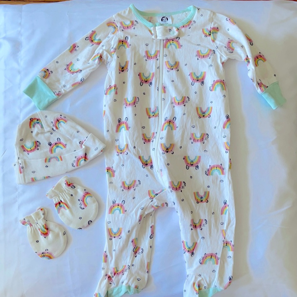 Baby Girl Onesie with hat and mittens